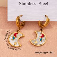 1 Pair Casual Sweet Simple Style Pentagram Geometric Butterfly Enamel Plating Inlay 304 Stainless Steel Resin Shell 18K Gold Plated Drop Earrings main image 5