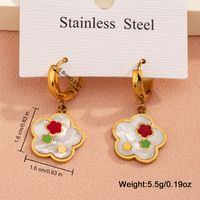 1 Pair Casual Sweet Simple Style Pentagram Geometric Butterfly Enamel Plating Inlay 304 Stainless Steel Resin Shell 18K Gold Plated Drop Earrings main image 7