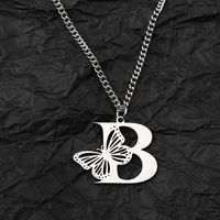 201 Stainless Steel IG Style Hip-Hop Letter Butterfly Pendant Necklace sku image 2