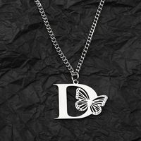 201 Stainless Steel IG Style Hip-Hop Letter Butterfly Pendant Necklace sku image 4