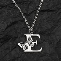 201 Stainless Steel IG Style Hip-Hop Letter Butterfly Pendant Necklace sku image 5