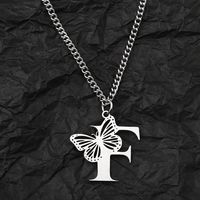 201 Stainless Steel IG Style Hip-Hop Letter Butterfly Pendant Necklace sku image 6