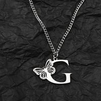 201 Stainless Steel IG Style Hip-Hop Letter Butterfly Pendant Necklace sku image 7
