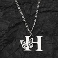 201 Stainless Steel IG Style Hip-Hop Letter Butterfly Pendant Necklace sku image 8