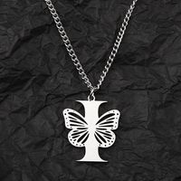 201 Stainless Steel IG Style Hip-Hop Letter Butterfly Pendant Necklace sku image 9