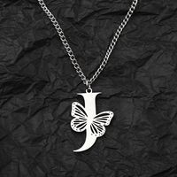 201 Stainless Steel IG Style Hip-Hop Letter Butterfly Pendant Necklace sku image 10