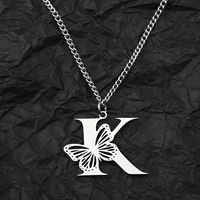 201 Stainless Steel IG Style Hip-Hop Letter Butterfly Pendant Necklace sku image 11