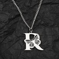 201 Stainless Steel IG Style Hip-Hop Letter Butterfly Pendant Necklace sku image 18