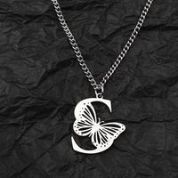 201 Stainless Steel IG Style Hip-Hop Letter Butterfly Pendant Necklace sku image 19