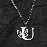 201 Stainless Steel IG Style Hip-Hop Letter Butterfly Pendant Necklace sku image 21