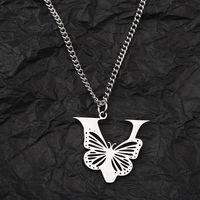 201 Stainless Steel IG Style Hip-Hop Letter Butterfly Pendant Necklace sku image 22