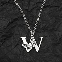 201 Stainless Steel IG Style Hip-Hop Letter Butterfly Pendant Necklace sku image 23