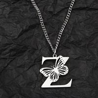 201 Stainless Steel IG Style Hip-Hop Letter Butterfly Pendant Necklace sku image 26