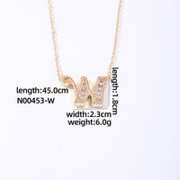 Wholesale Elegant Shiny Letter 304 Stainless Steel Copper Three-dimensional Inlay K Gold Plated Zircon Pendant Necklace sku image 19