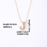 Wholesale Elegant Shiny Letter 304 Stainless Steel Copper Three-dimensional Inlay K Gold Plated Zircon Pendant Necklace sku image 8