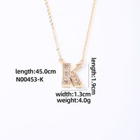 Wholesale Elegant Shiny Letter 304 Stainless Steel Copper Three-dimensional Inlay K Gold Plated Zircon Pendant Necklace sku image 9