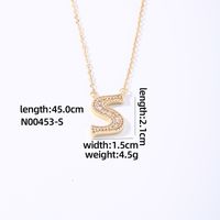 Wholesale Elegant Shiny Letter 304 Stainless Steel Copper Three-dimensional Inlay K Gold Plated Zircon Pendant Necklace sku image 15