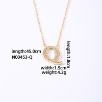 Wholesale Elegant Shiny Letter 304 Stainless Steel Copper Three-dimensional Inlay K Gold Plated Zircon Pendant Necklace sku image 13