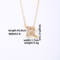 Wholesale Elegant Shiny Letter 304 Stainless Steel Copper Three-dimensional Inlay K Gold Plated Zircon Pendant Necklace sku image 14