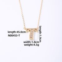 Wholesale Elegant Shiny Letter 304 Stainless Steel Copper Three-dimensional Inlay K Gold Plated Zircon Pendant Necklace sku image 16
