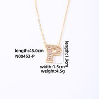 Wholesale Elegant Shiny Letter 304 Stainless Steel Copper Three-dimensional Inlay K Gold Plated Zircon Pendant Necklace sku image 12