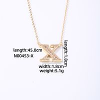 Wholesale Elegant Shiny Letter 304 Stainless Steel Copper Three-dimensional Inlay K Gold Plated Zircon Pendant Necklace sku image 20