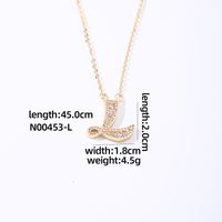 Wholesale Elegant Shiny Letter 304 Stainless Steel Copper Three-dimensional Inlay K Gold Plated Zircon Pendant Necklace sku image 10