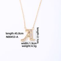 Wholesale Elegant Shiny Letter 304 Stainless Steel Copper Three-dimensional Inlay K Gold Plated Zircon Pendant Necklace sku image 1