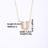 Wholesale Elegant Shiny Letter 304 Stainless Steel Copper Three-dimensional Inlay K Gold Plated Zircon Pendant Necklace sku image 17