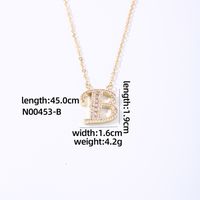 Wholesale Elegant Shiny Letter 304 Stainless Steel Copper Three-dimensional Inlay K Gold Plated Zircon Pendant Necklace sku image 2