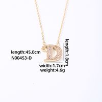 Wholesale Elegant Shiny Letter 304 Stainless Steel Copper Three-dimensional Inlay K Gold Plated Zircon Pendant Necklace sku image 3