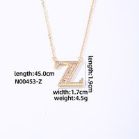 Wholesale Elegant Shiny Letter 304 Stainless Steel Copper Three-dimensional Inlay K Gold Plated Zircon Pendant Necklace sku image 22