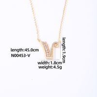 Wholesale Elegant Shiny Letter 304 Stainless Steel Copper Three-dimensional Inlay K Gold Plated Zircon Pendant Necklace sku image 18