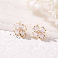 1 Pair Simple Style Flower Inlay Copper Rhinestones Ear Studs sku image 4
