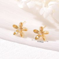 1 Pair Simple Style Flower Inlay Copper Rhinestones Ear Studs sku image 1