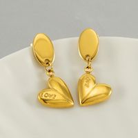 1 Pair Basic Modern Style Classic Style Heart Shape Plating 304 Stainless Steel 18K Gold Plated Drop Earrings main image 3