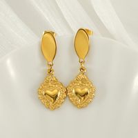1 Pair Basic Modern Style Classic Style Heart Shape Plating 304 Stainless Steel 18K Gold Plated Drop Earrings main image 5