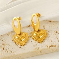 1 Pair Basic Modern Style Classic Style Heart Shape Plating 304 Stainless Steel 18K Gold Plated Drop Earrings main image 6