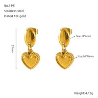1 Pair Basic Modern Style Classic Style Heart Shape Plating 304 Stainless Steel 18K Gold Plated Drop Earrings sku image 1