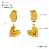1 Pair Basic Modern Style Classic Style Heart Shape Plating 304 Stainless Steel 18K Gold Plated Drop Earrings sku image 2