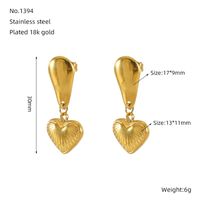 1 Pair Basic Modern Style Classic Style Heart Shape Plating 304 Stainless Steel 18K Gold Plated Drop Earrings sku image 4