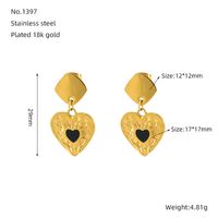 1 Pair Basic Modern Style Classic Style Heart Shape Plating 304 Stainless Steel 18K Gold Plated Drop Earrings sku image 7