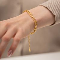 304 Stainless Steel 18K Gold Plated Simple Style Classic Style Plating Solid Color Bracelets main image 6