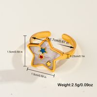Casual Sweet Simple Style Moon Butterfly 304 Stainless Steel 18K Gold Plated Resin Rhinestones Shell Adjustable Ring In Bulk sku image 1