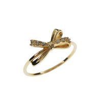 Wholesale Simple Style Classic Style Bow Knot Copper Plating Inlay Gold Plated Rhinestones Rings main image 3