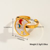 Casual Sweet Simple Style Moon Butterfly 304 Stainless Steel 18K Gold Plated Resin Rhinestones Shell Adjustable Ring In Bulk sku image 2