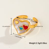 Casual Sweet Simple Style Moon Butterfly 304 Stainless Steel 18K Gold Plated Resin Rhinestones Shell Adjustable Ring In Bulk sku image 3