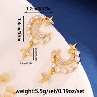 1 Pair Basic Modern Style Classic Style Star Moon Plating Inlay Copper Rhinestones Drop Earrings main image 2