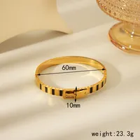 304 Stainless Steel 18K Gold Plated Vintage Style Classic Style Plating Geometric Belts Bangle main image 2