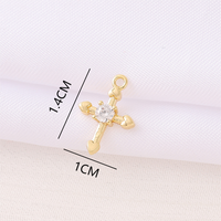 1 Piece Copper Zircon 18K Gold Plated Cross Polished Pendant main image 2